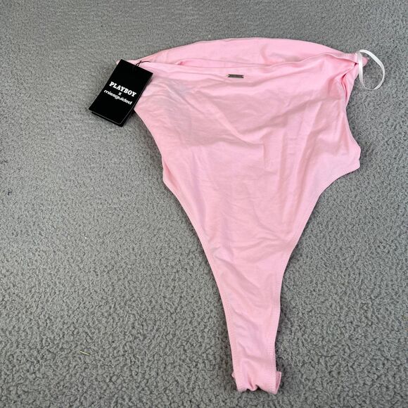 Playboy x Missguided Bodysuit Womens Medium Pink Logo Streetwear - Picture 10 of 13